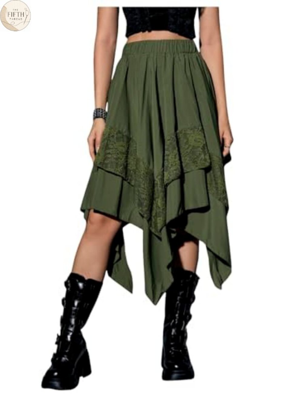 Renaissance Flowy Lace Asymmetrical High Low Skirt Steampunk Gothic